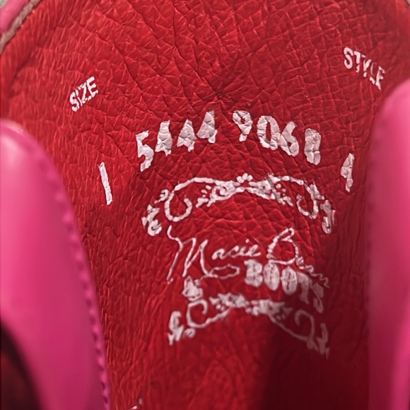 Macie Bean Western Boots Leather Blue  Polkadot Pink Tan 5 - Picture 8 of 16